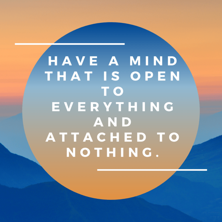 Read more about the article Have a mind that is open to everything and attached to nothing.