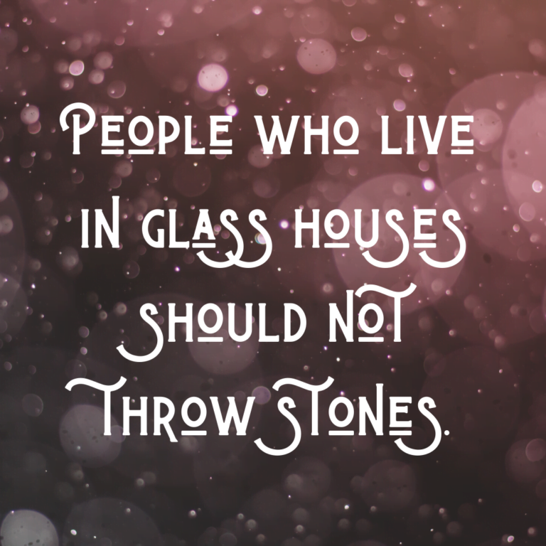 Read more about the article People who live in glass houses should not throw stones.