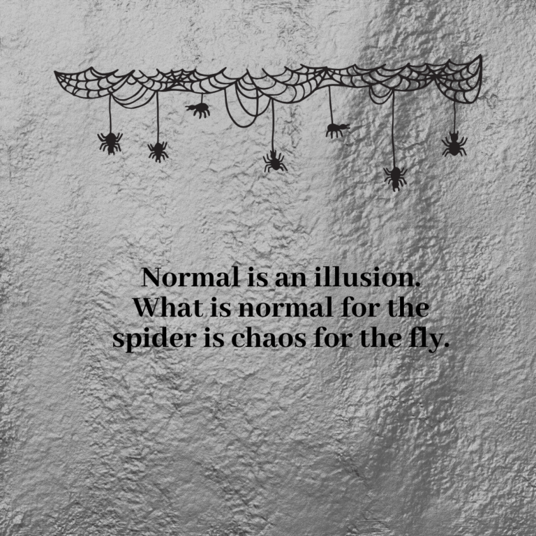Read more about the article Normal is an illusion. What is normal for the spider is chaos for the fly.