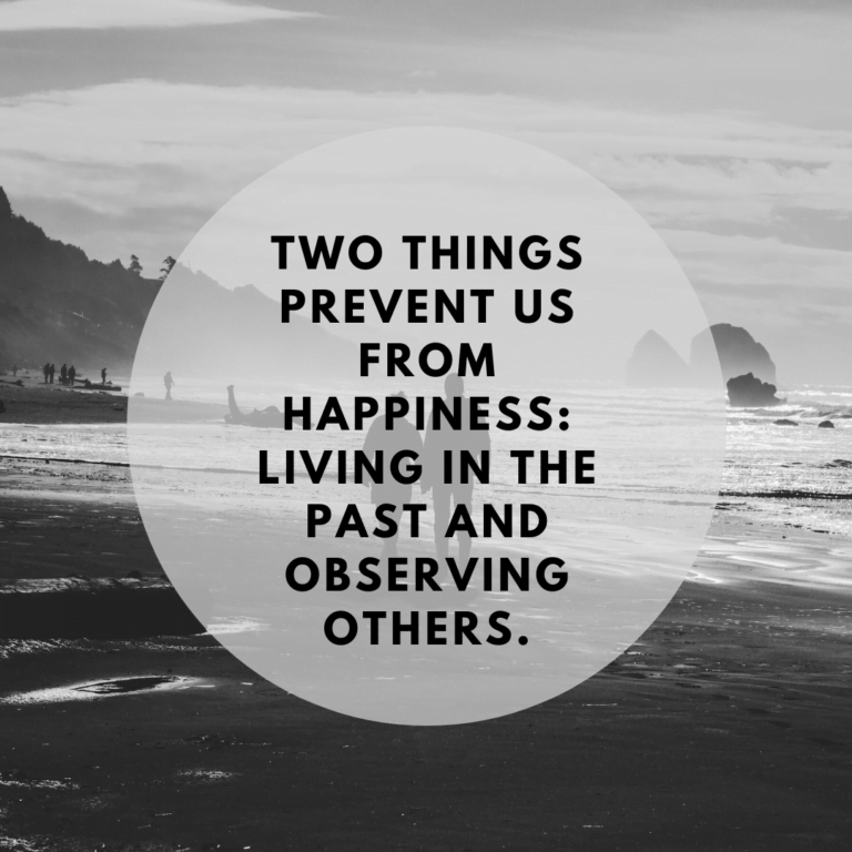 Read more about the article Two things prevent us from happiness: living in the past and observing others.