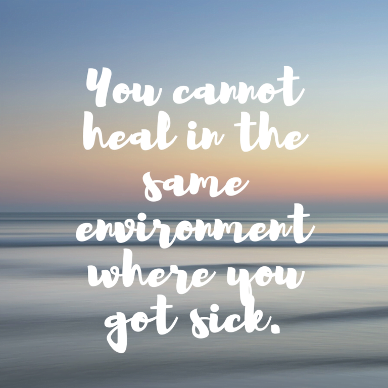 Read more about the article You cannot heal in the same environment where you got sick.