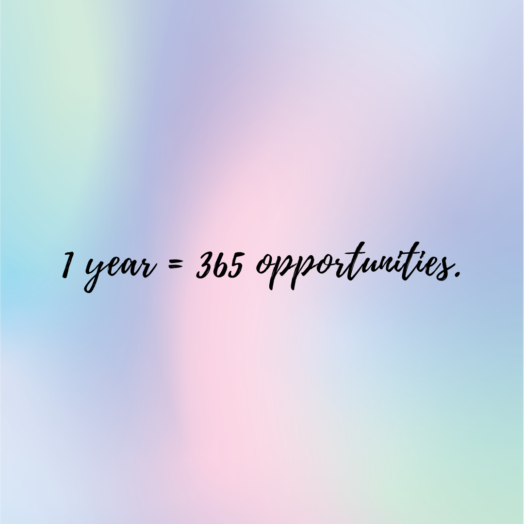 You are currently viewing 1 year = 365 opportunities.