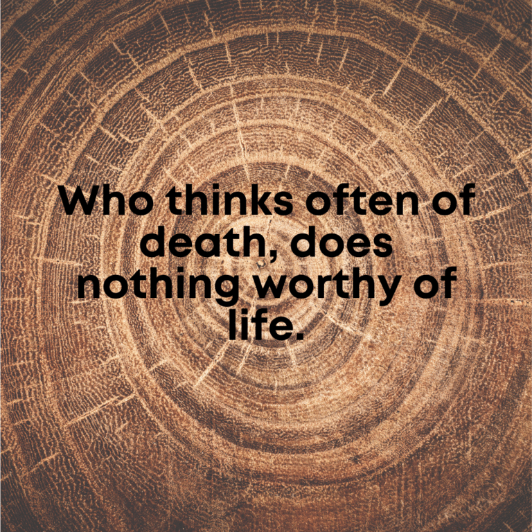 Read more about the article Who thinks often of death, does nothing worthy of life.
