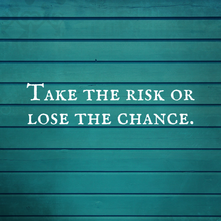 Read more about the article Take the risk or lose the chance.