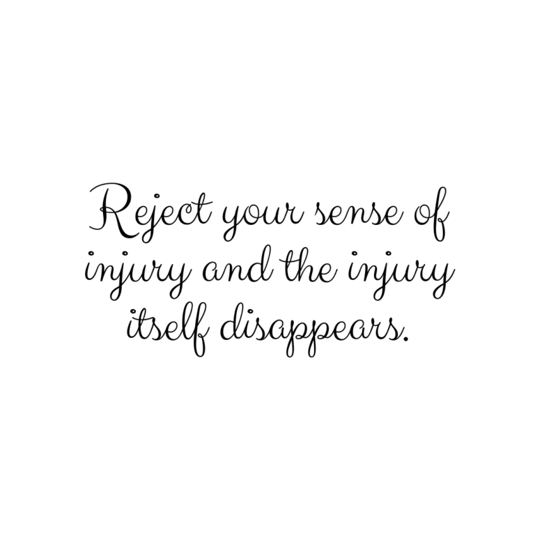 Read more about the article Reject your sense of injury and the injury itself disappears.