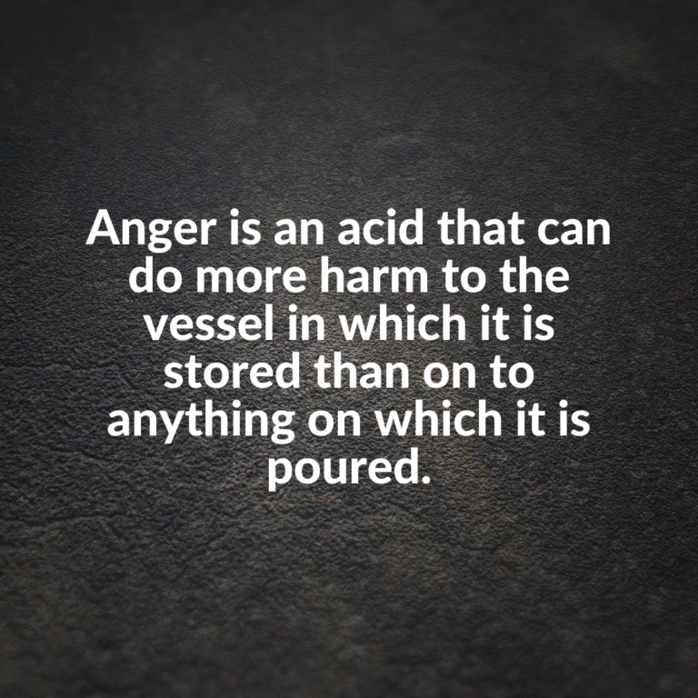 Read more about the article Anger is an acid that can do more harm to the vessel in which it is stored than on to anything on which it is poured.
