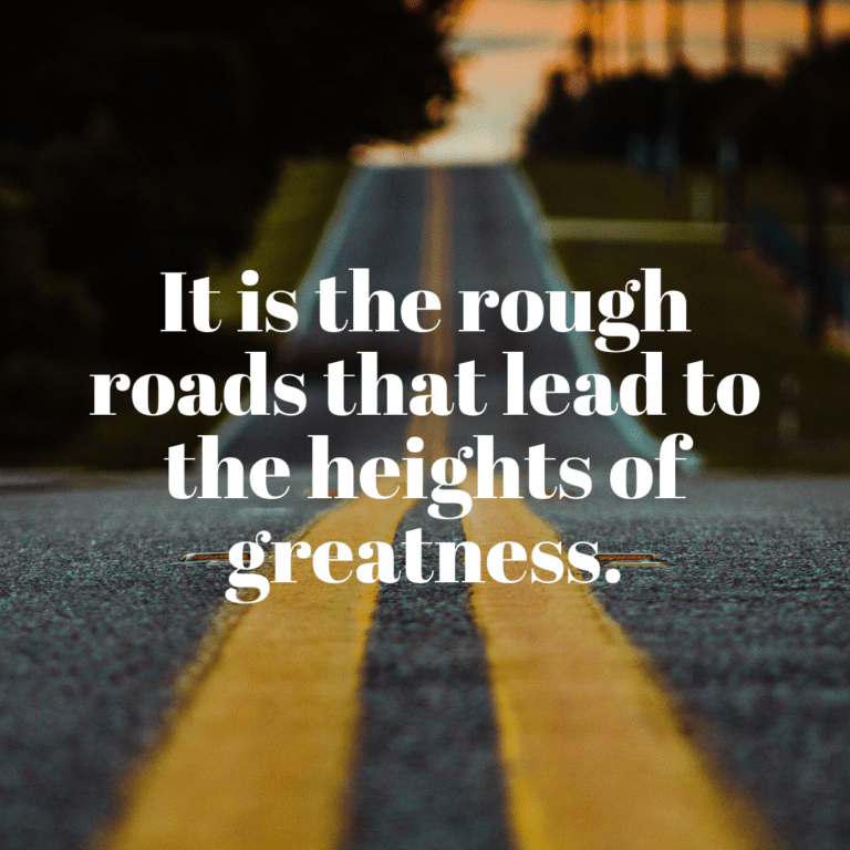 Read more about the article It is the rough roads that lead to the heights of greatness.