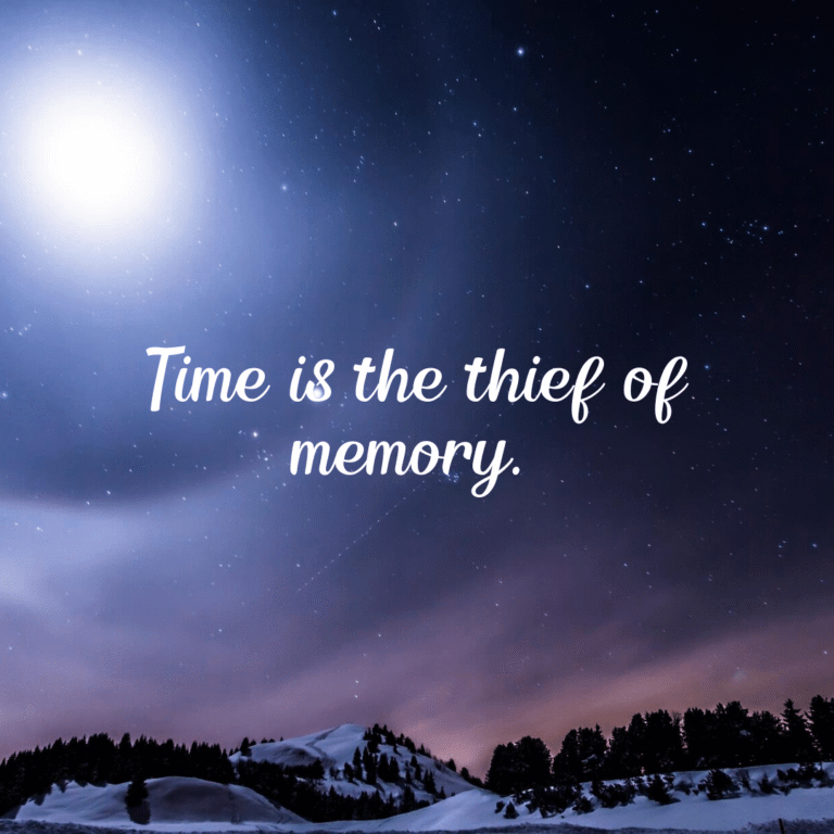 Read more about the article Time is the thief of memory.