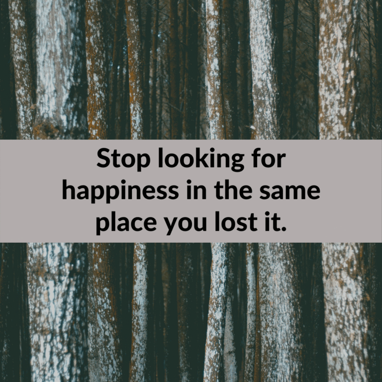Read more about the article Stop looking for happiness in the same place you lost it.