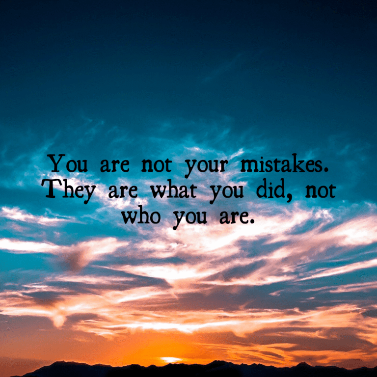 Read more about the article You are not your mistakes. They are what you did, not who you are.