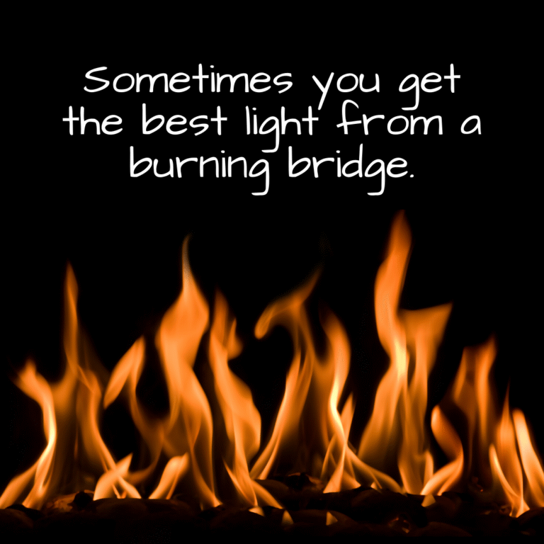 Read more about the article Sometimes you get the best light from a burning bridge.