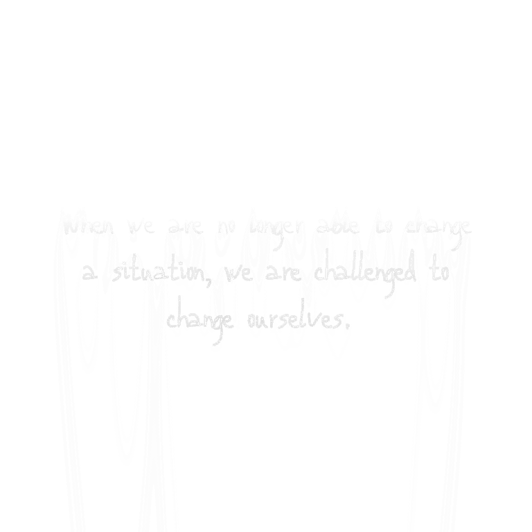 Read more about the article When we are no longer able to change a situation, we are challenged to change ourselves.