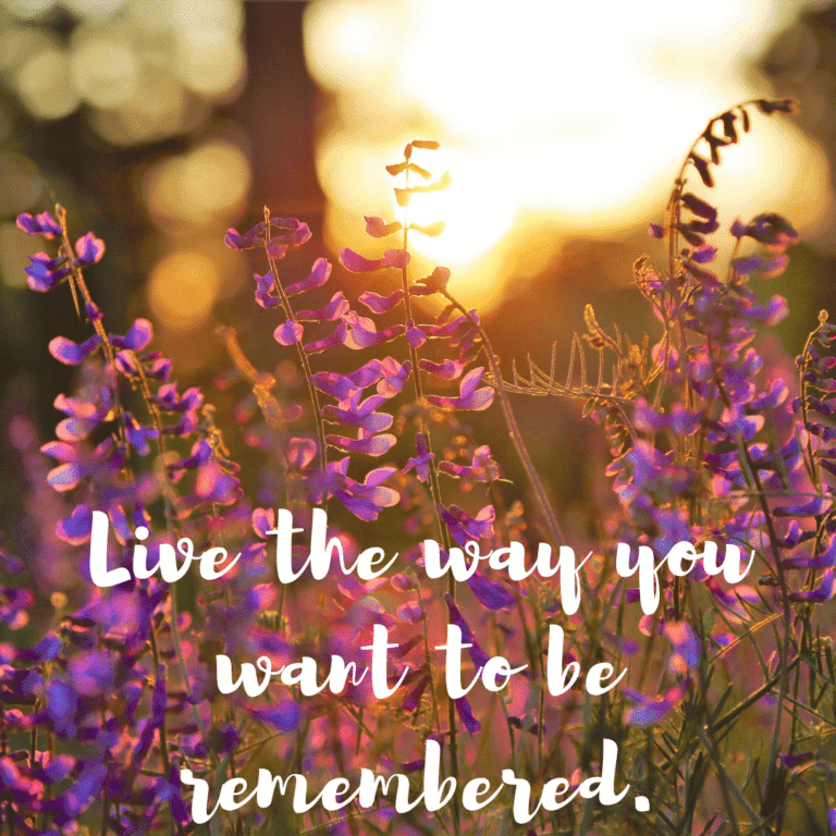 Read more about the article Live the way you want to be remembered.