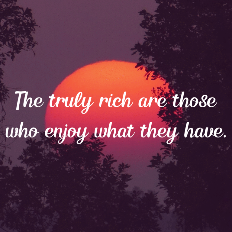 Read more about the article The truly rich are those who enjoy what they have.