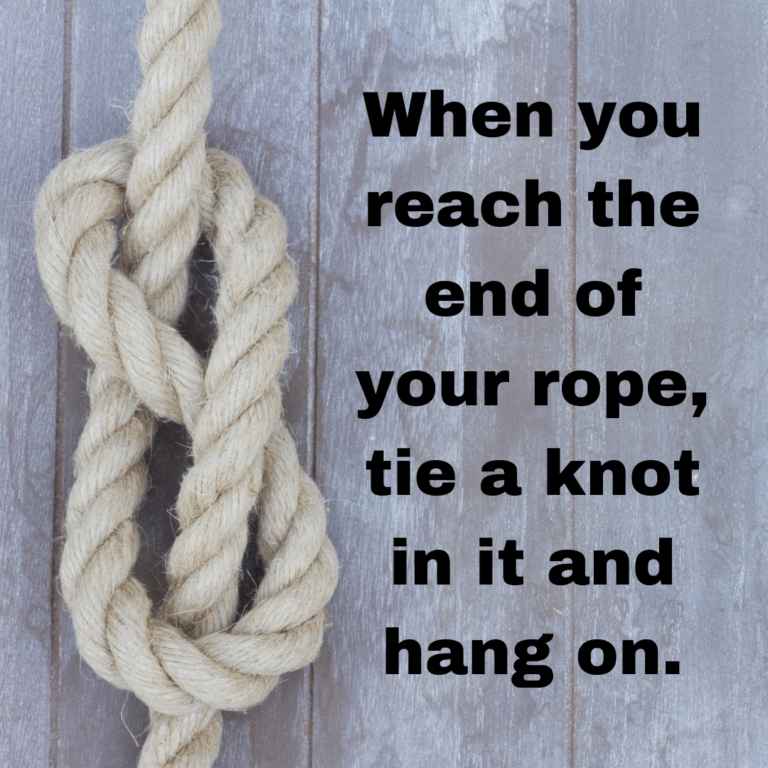 Read more about the article When you reach the end of your rope, tie a knot in it and hang on.