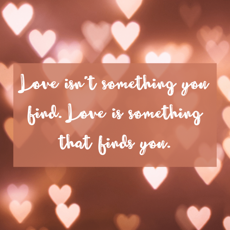 Read more about the article Love isn’t something you find. Love is something that finds you.