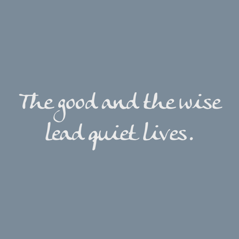 Read more about the article The good and the wise lead quiet lives.