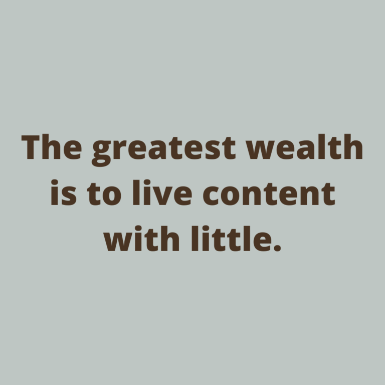 Read more about the article The greatest wealth is to live content with little.