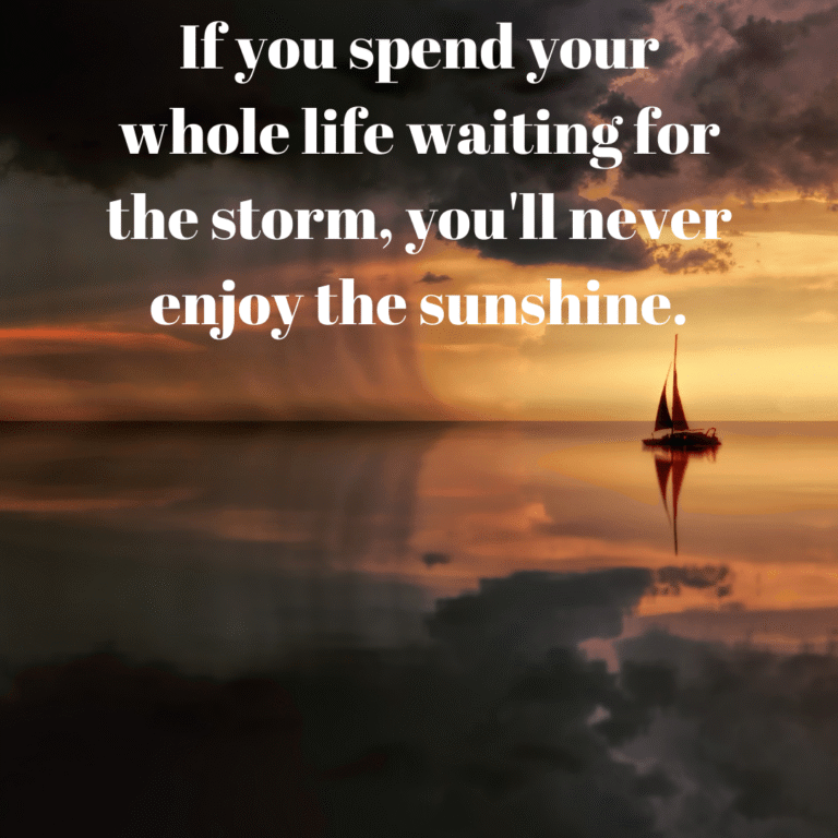 Read more about the article If you spend your whole life waiting for the storm, you’ll never enjoy the sunshine.