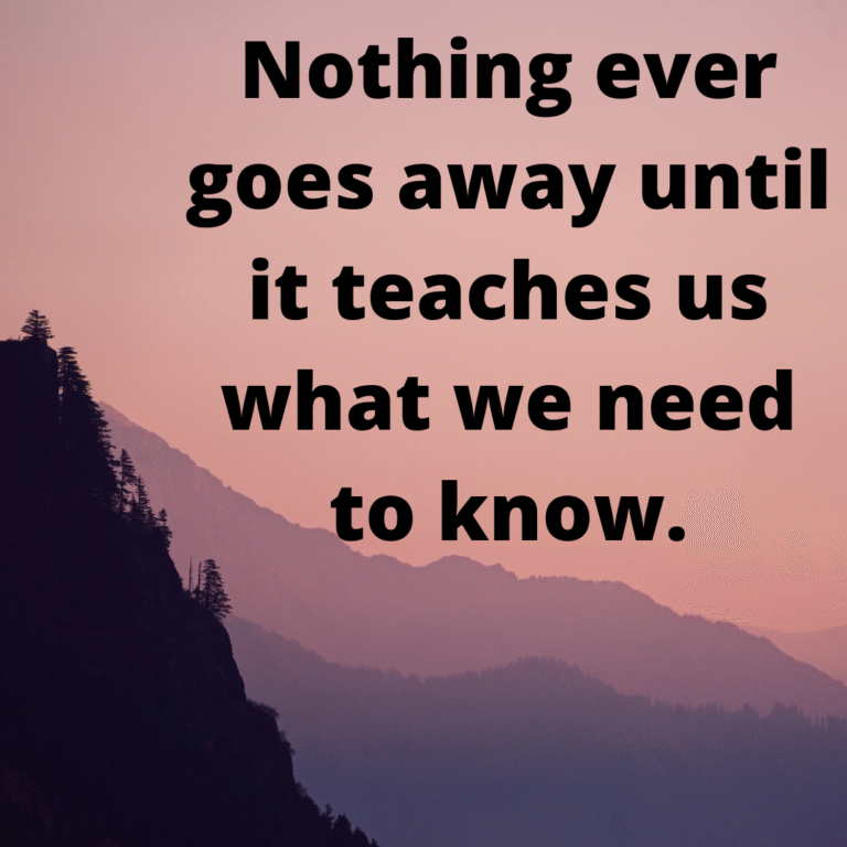 Read more about the article Nothing ever goes away until it teaches us what we need to know.