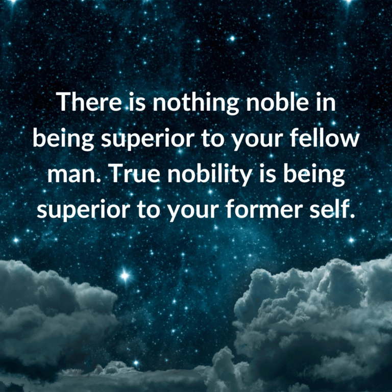 Read more about the article There is nothing noble in being superior to your fellow man. True nobility is being superior to your former self.