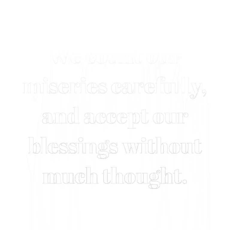 Read more about the article We count our miseries carefully, and accept our blessings without much thought.