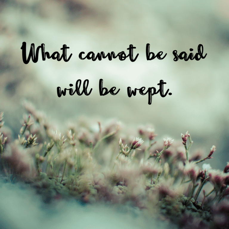 Read more about the article What cannot be said will be wept.