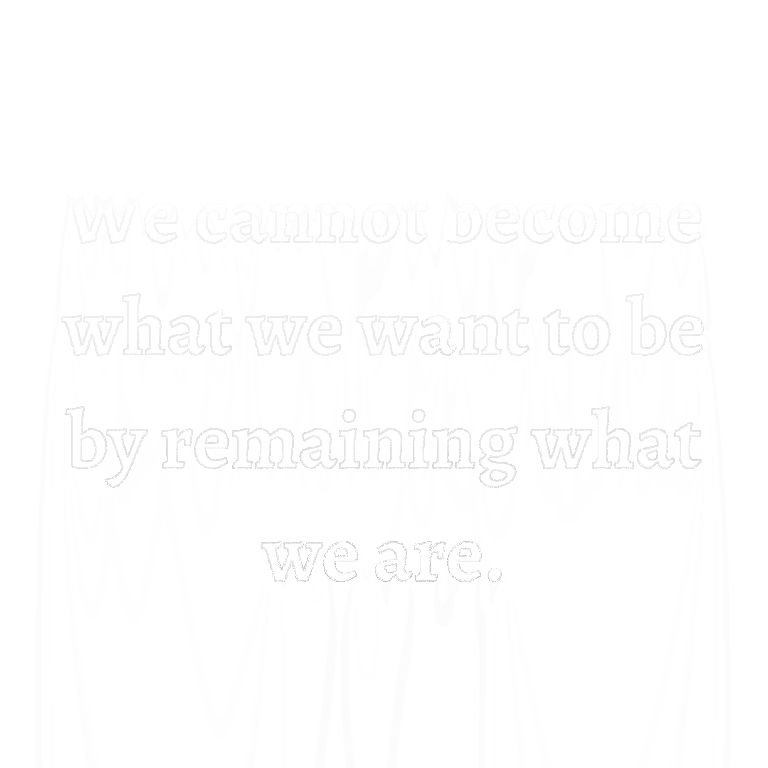 Read more about the article We cannot become what we want to be by remaining what we are.