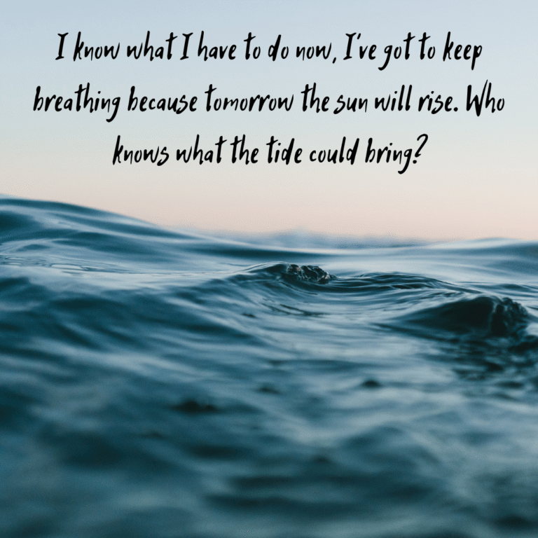 Read more about the article I know what I have to do now, I’ve got to keep breathing because tomorrow the sun will rise. Who knows what the tide could bring?