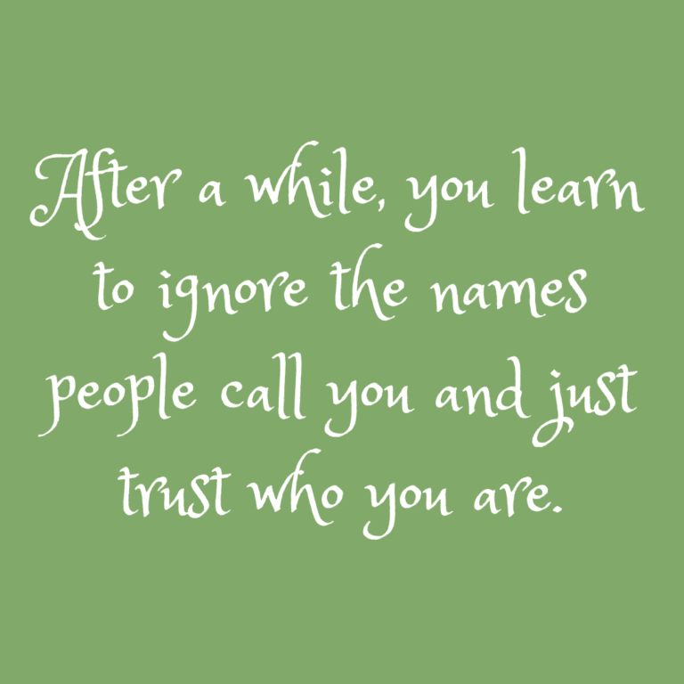 Read more about the article After a while, you learn to ignore the names people call you and just trust who you are.
