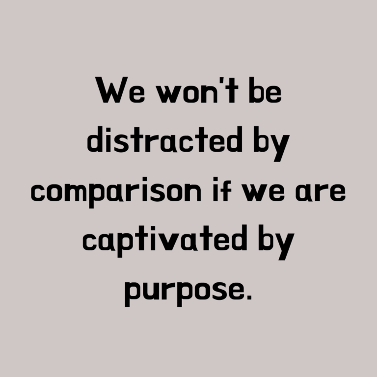 Read more about the article We won’t be distracted by comparison if we are captivated by purpose.